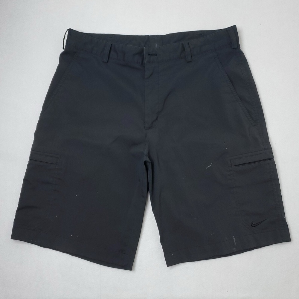 Nike Dri Fit Golf Shorts Mens 32 Black Stretch Chino Flat Front Zip Pockets